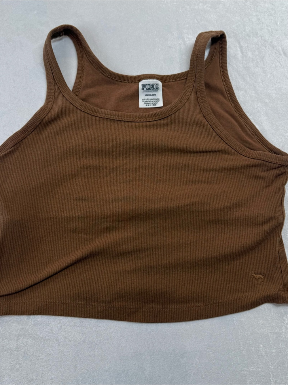 PINK Victoria's Secret Chocolate Brown Ribbed Racerback Tank